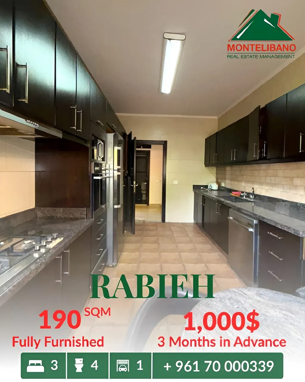 Apartment for rent in Rabieh, Lebanon