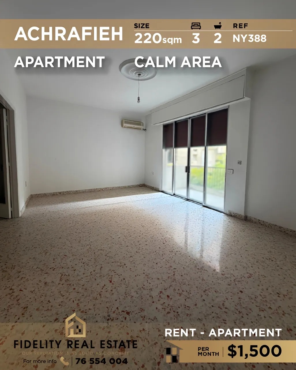 Apartment for rent in Achrafieh, Beirut, Lebanon - 3 bed, 2 bath
