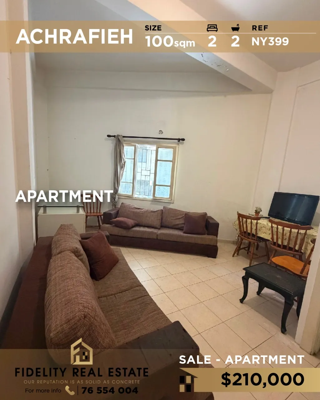 Apartment for sale in Achrafieh, Beirut, Lebanon - 2 bed, 2 bath