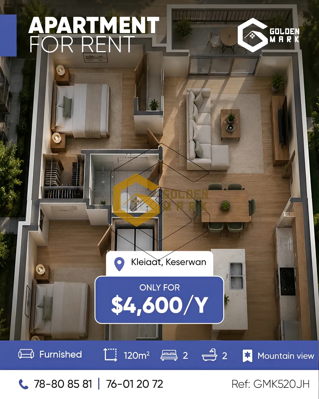 Apartment for Rent in Qlayaat