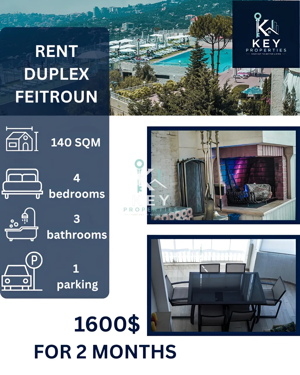 Chalet for rent in Faitroun, Lebanon - 4 bed, 3 bath