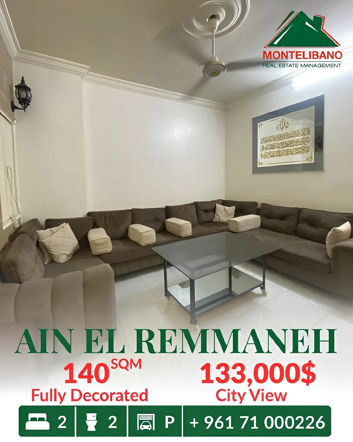 Apartment for sale in Ain El Remmaneh, Lebanon
