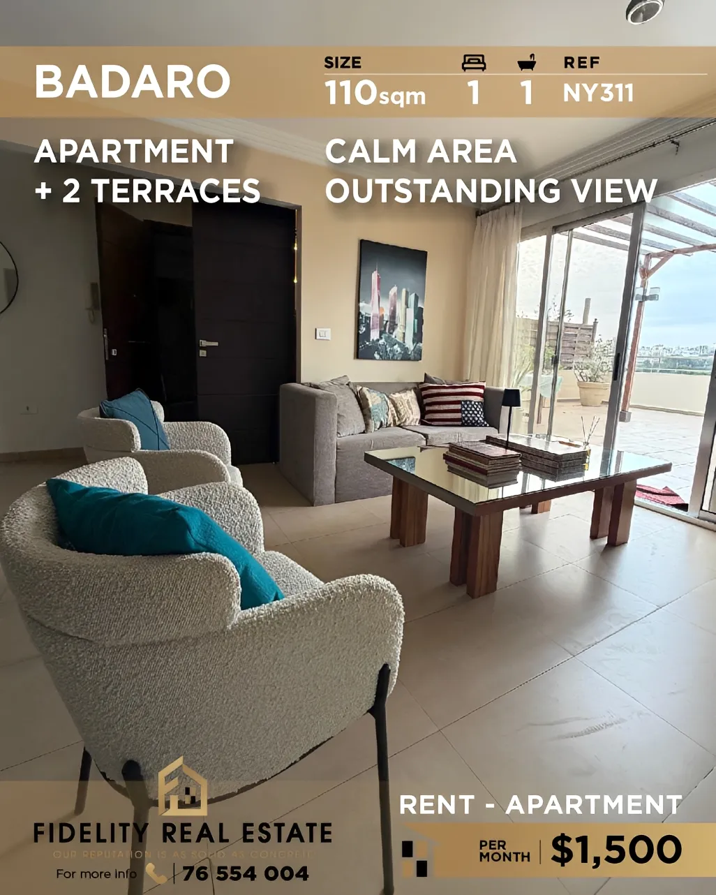Apartment for rent in Badaro, Beirut, Lebanon - 1 bed, 1 bath