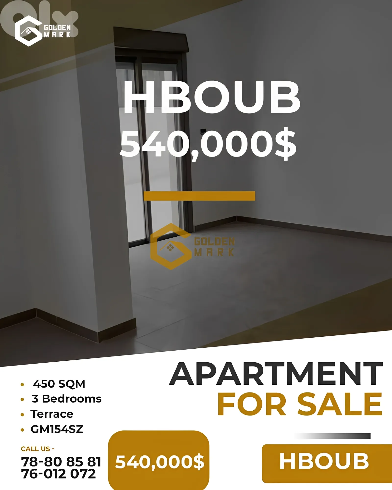 Apartment for Sale in Hboub - 3 bed, 3 bath
