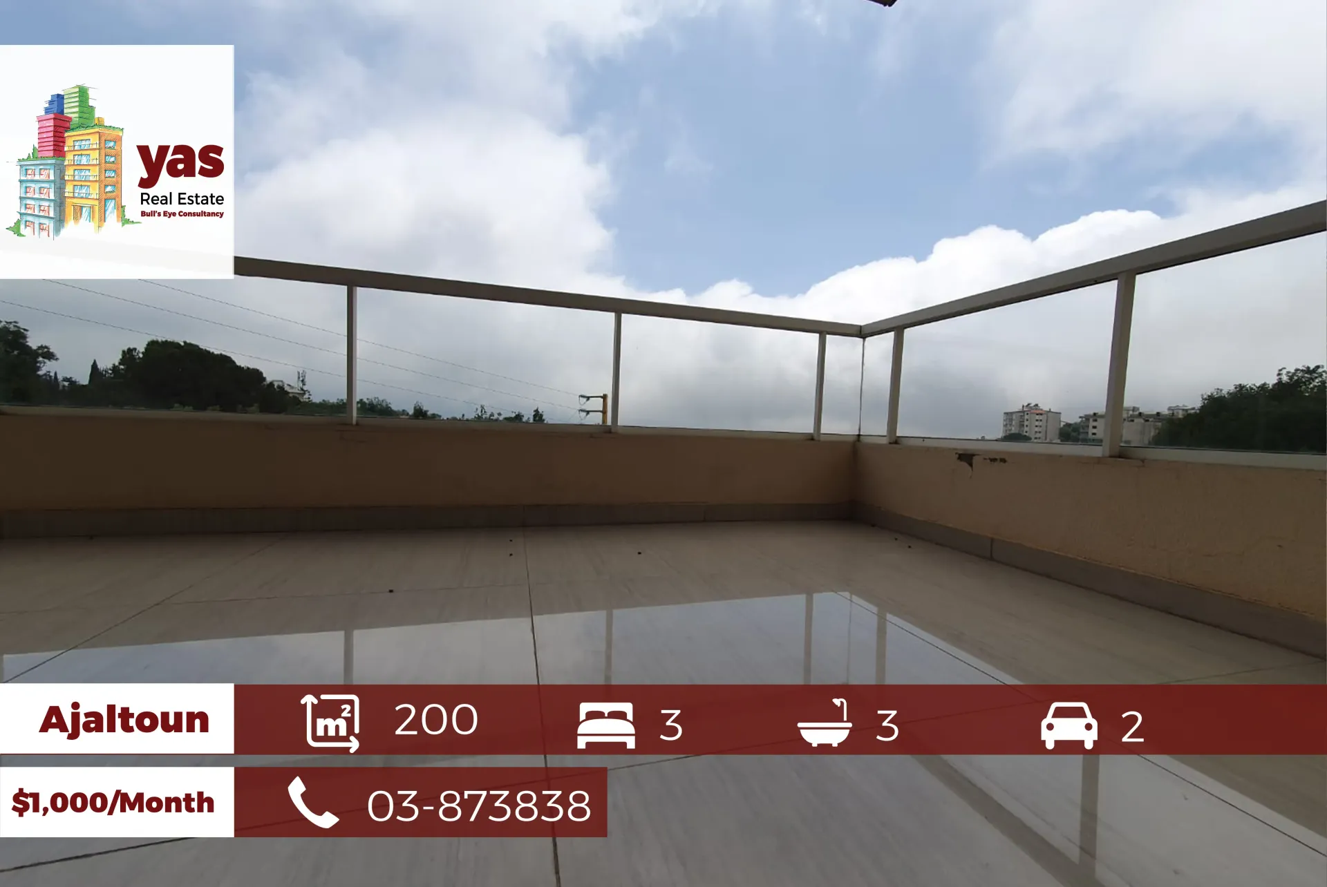 Apartment for Rent in Ajaltoun - 3 bed, 3 bath