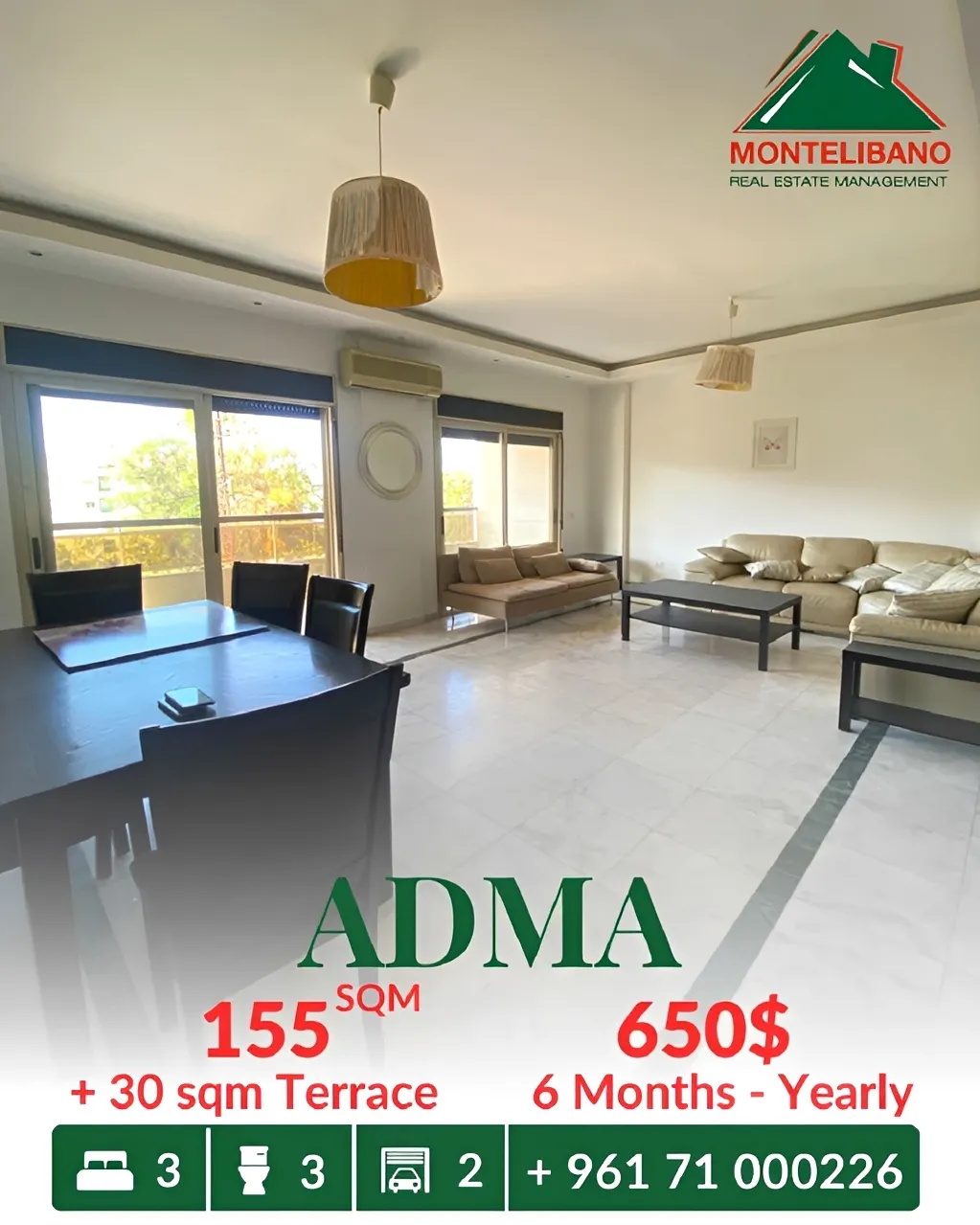 Apartment for rent in Adma w Dafnah, Lebanon