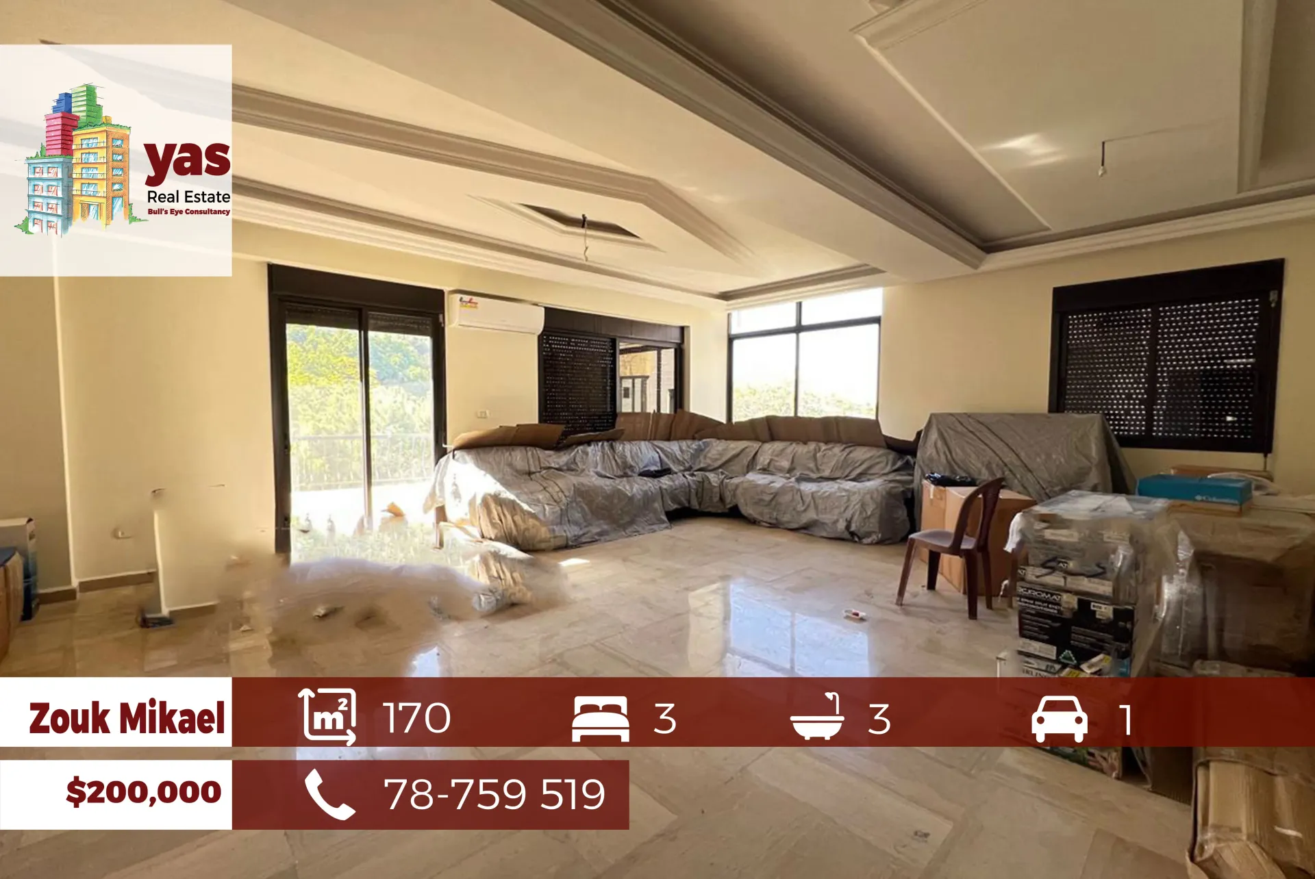 Apartment for Sale in Zouk Mikael - 3 bed, 3 bath