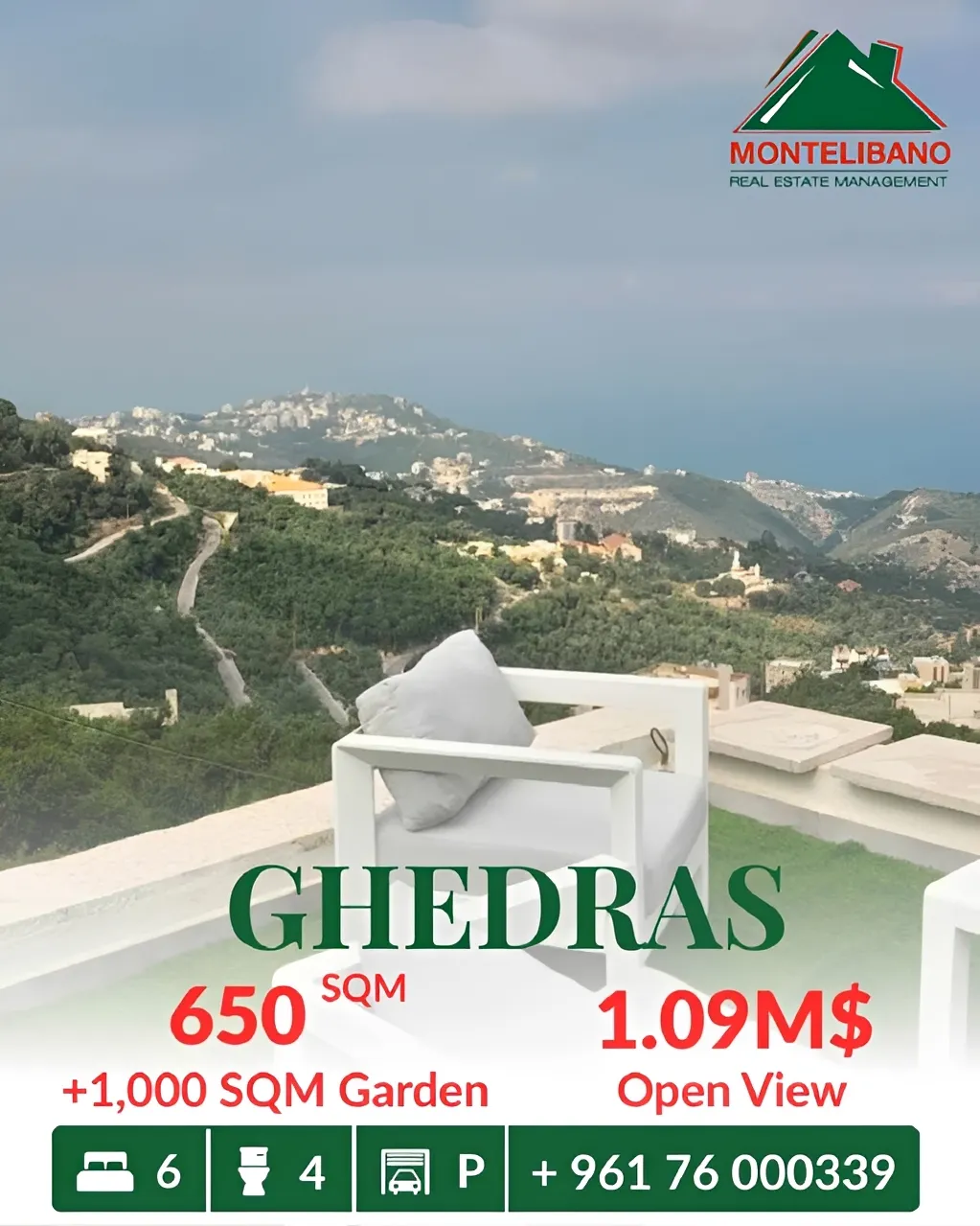 Apartment for sale in Ghadras, Lebanon