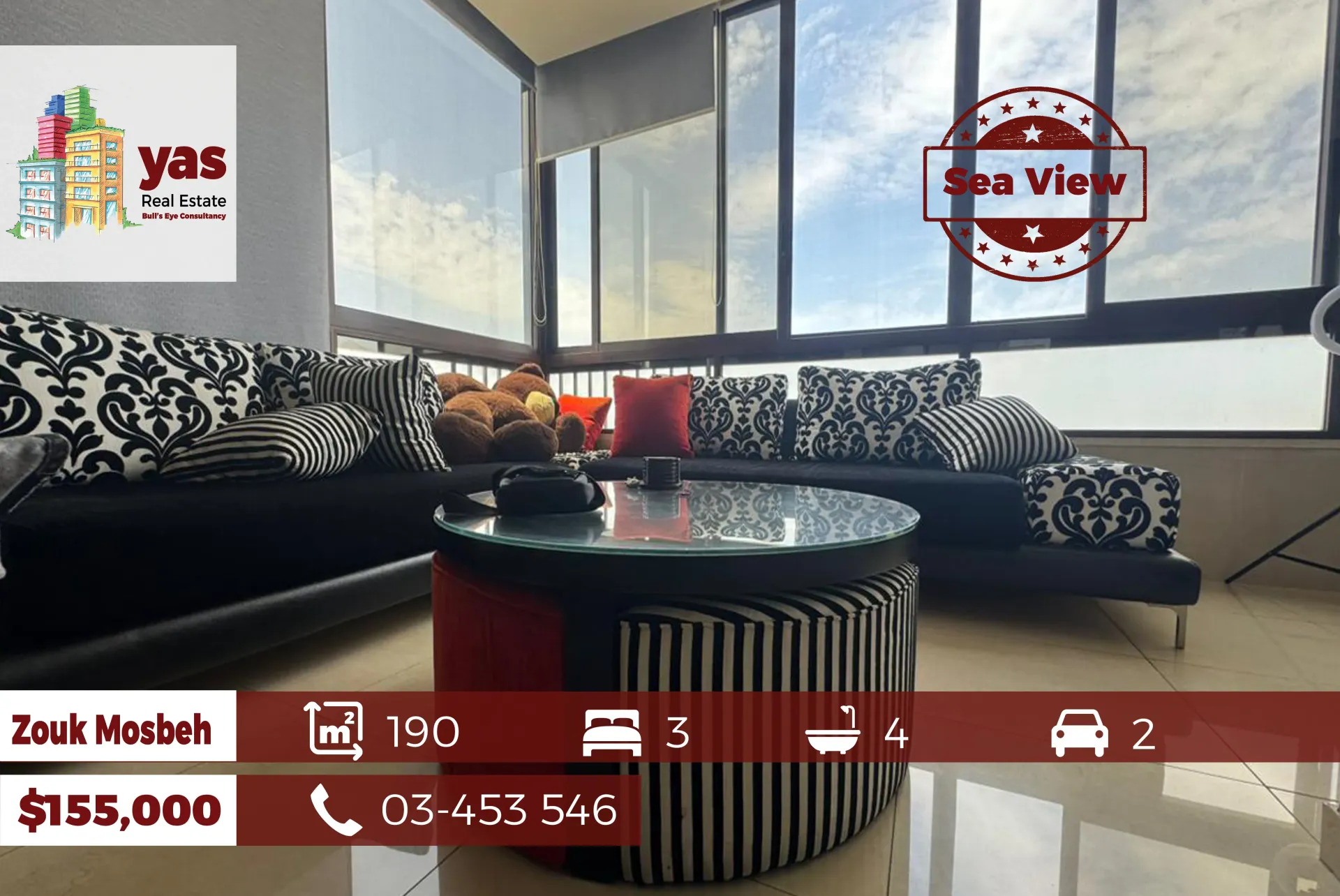 Apartment for Sale in Zouk Mosbeh - 3 bed, 4 bath