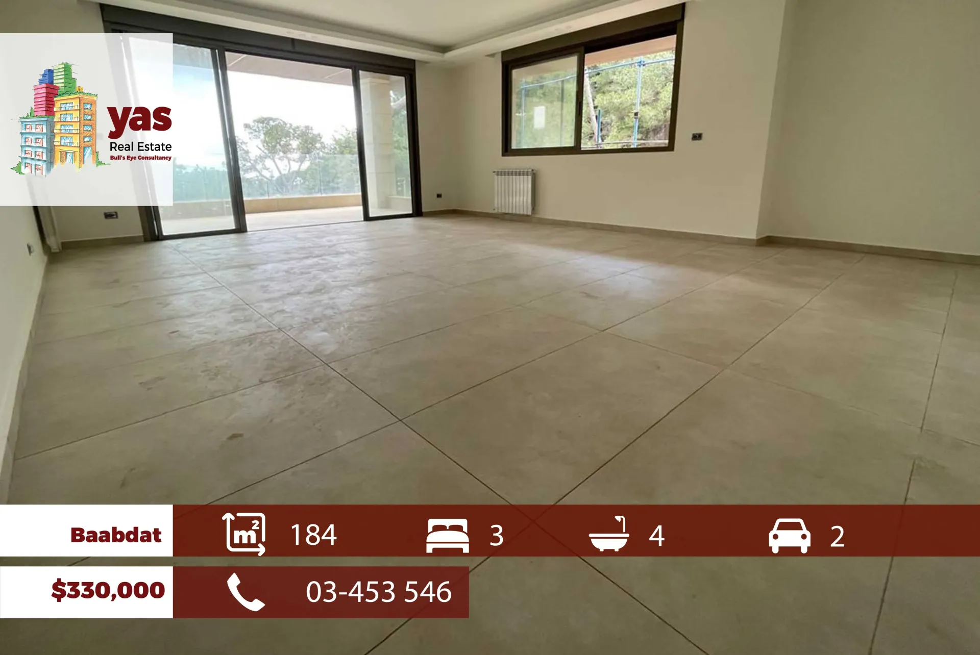 Apartment for Sale in Baabdat - 3 bed, 4 bath