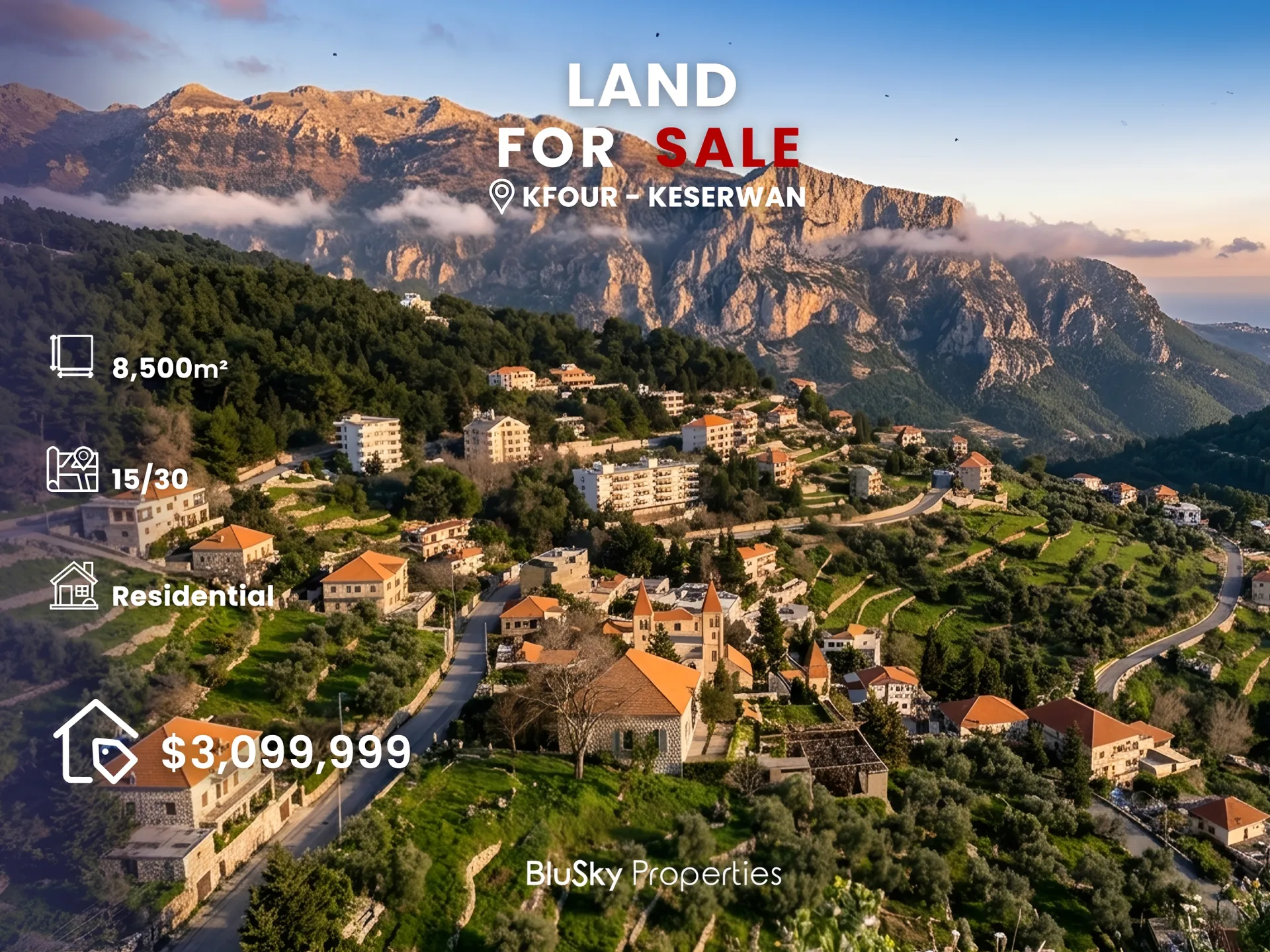 Land for sale in Kfour, lebanon