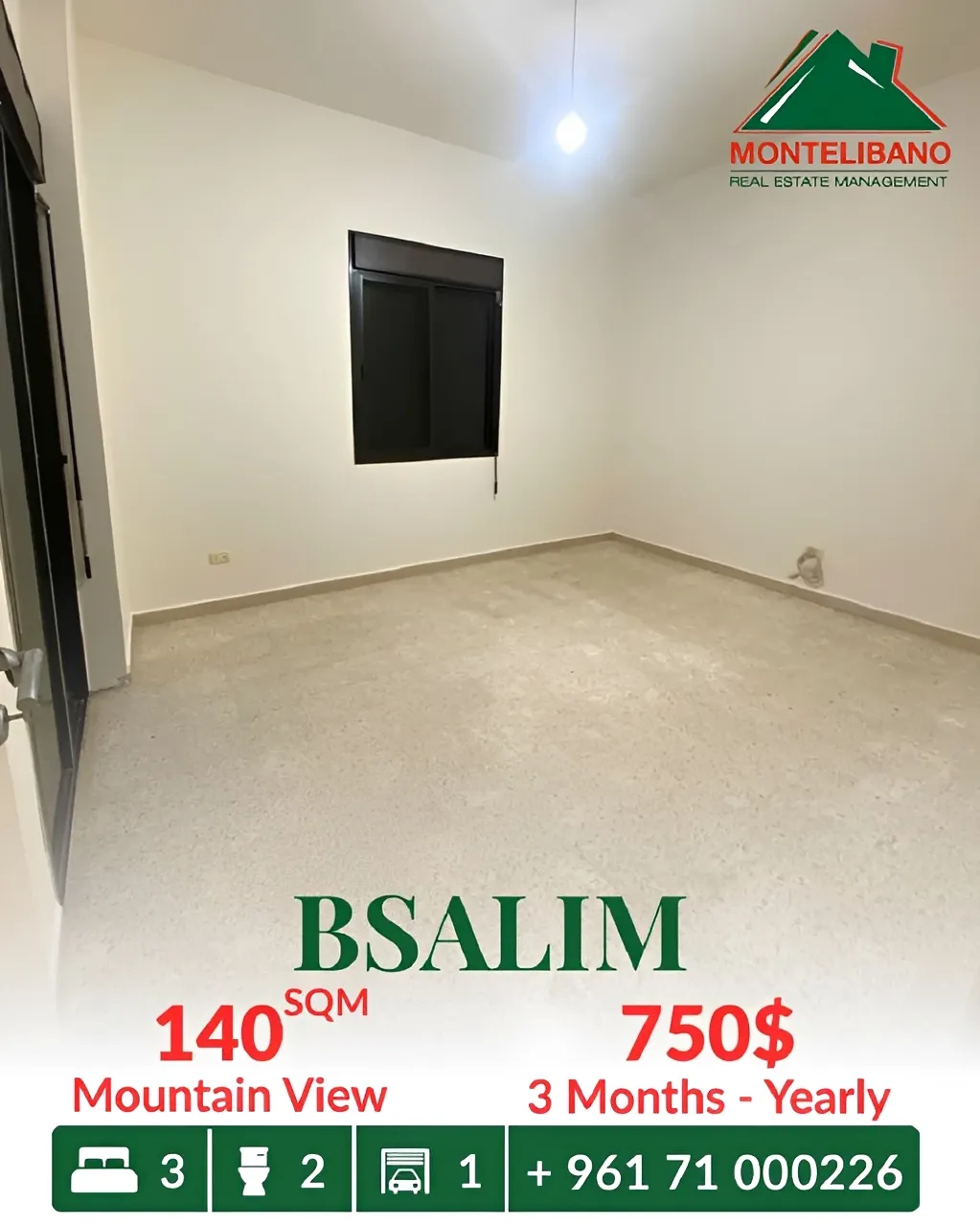 Apartment for rent in Bsalim