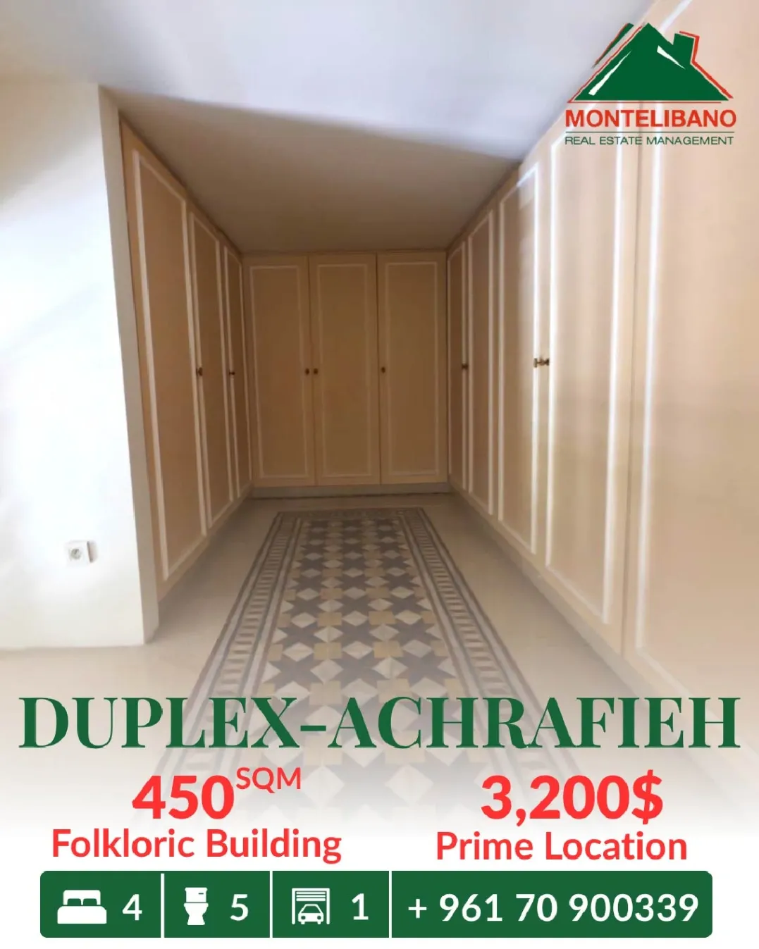 Duplex for rent in Achrafieh, Beirut, Lebanon