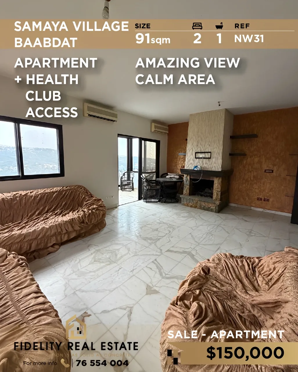 Apartment for sale in Baabdat, Lebanon - 2 bed, 1 bath