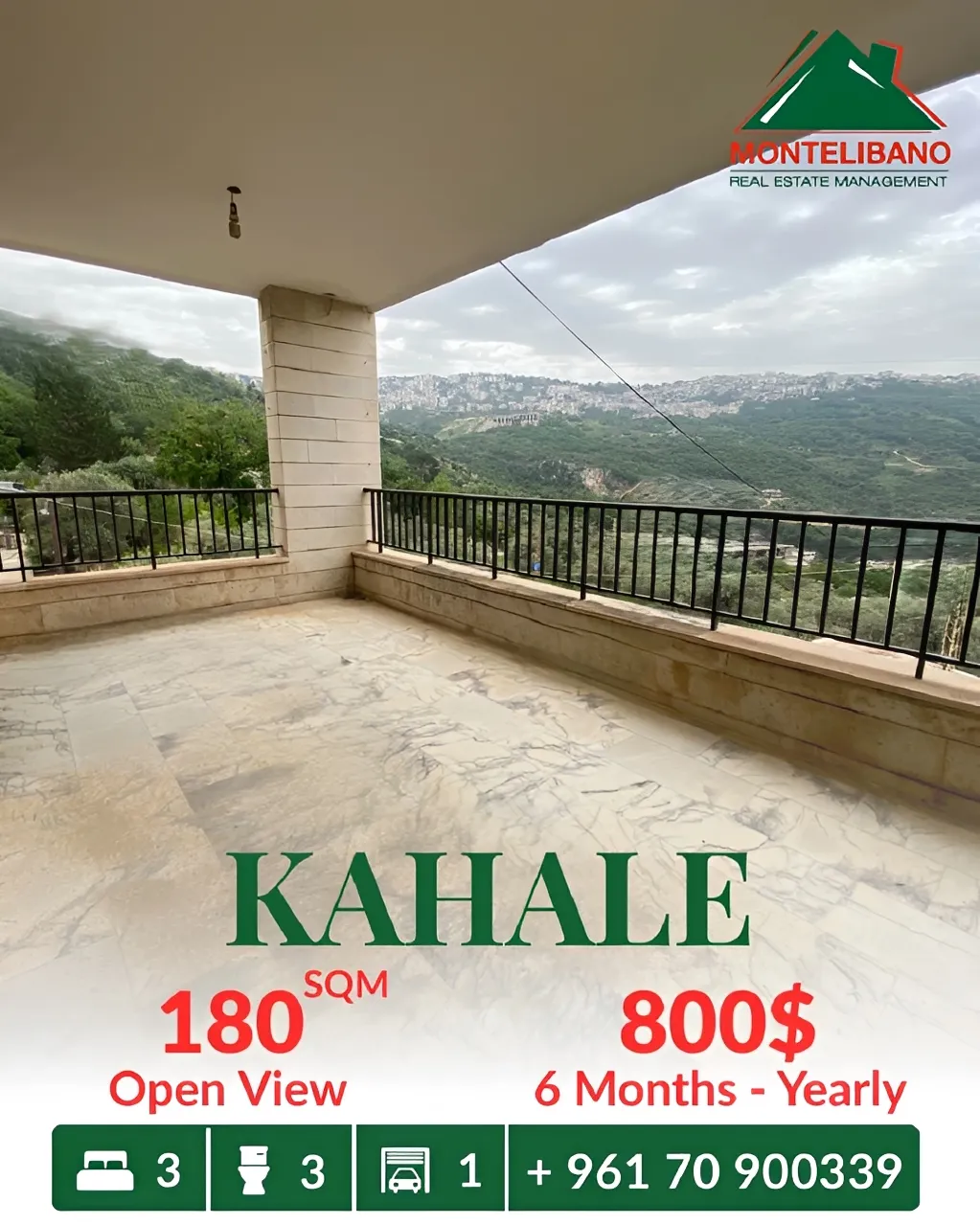 Apartment for rent in Kahale, Lebanon - 3 bed, 3 bath