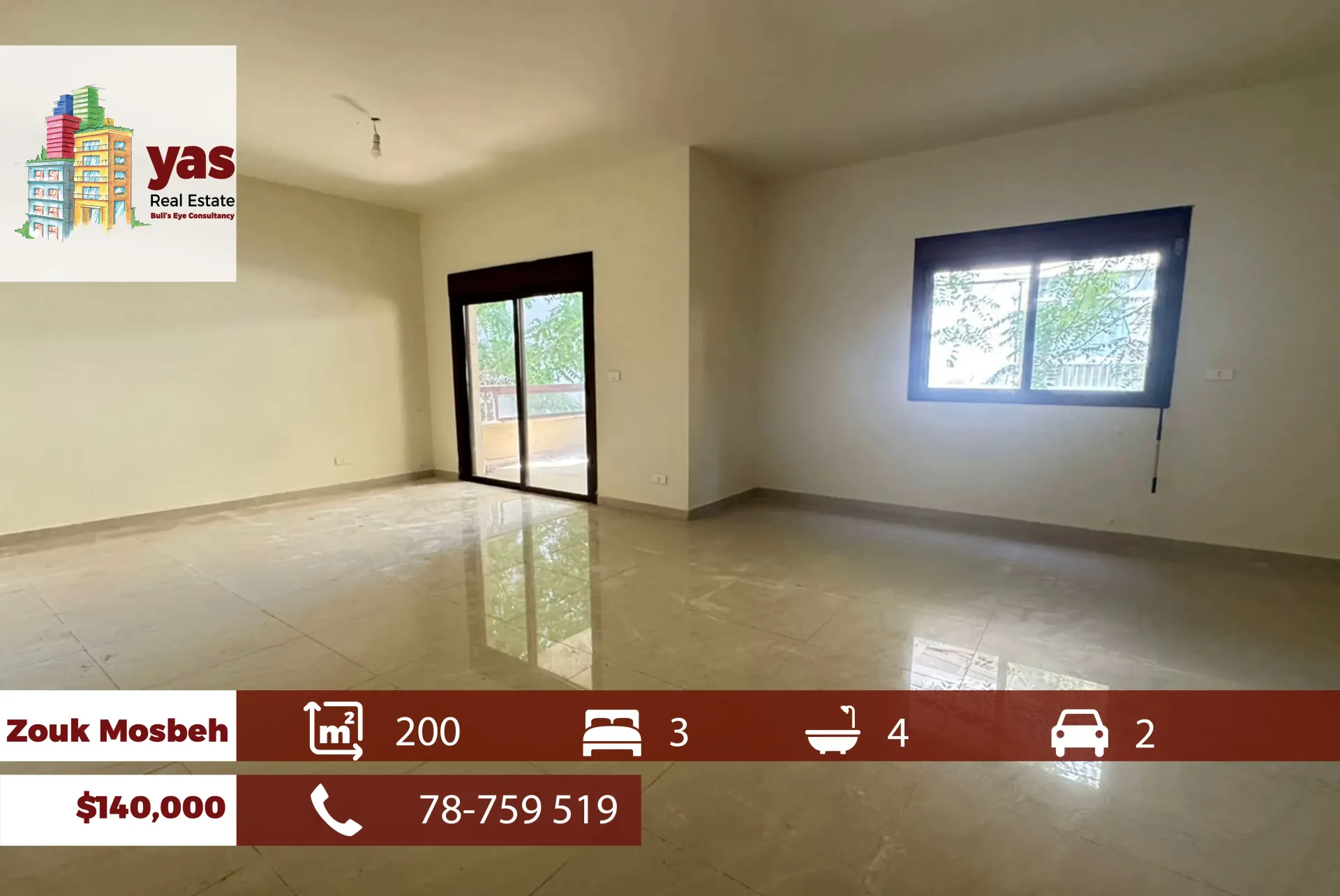 Apartment for Sale in Zouk Mosbeh - 3 bed, 4 bath