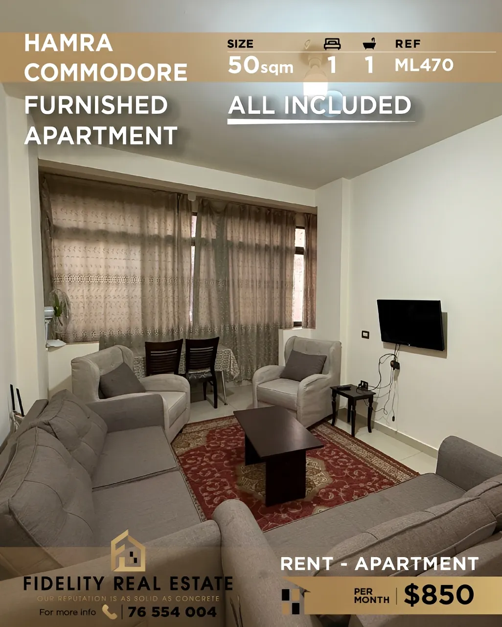 Apartment for rent in Hamra, Beirut, Lebanon