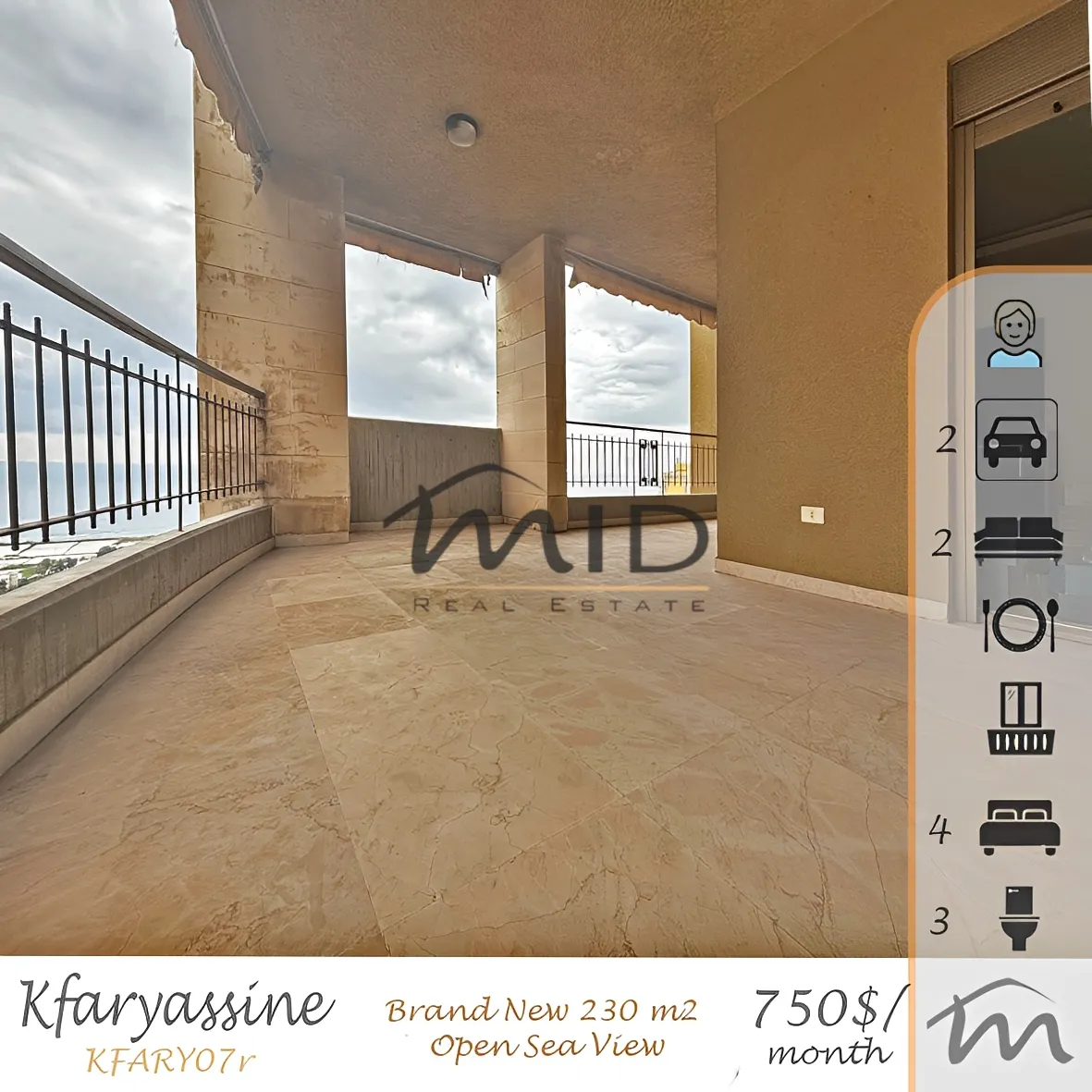 Apartment for rent in Kfar Yassine
