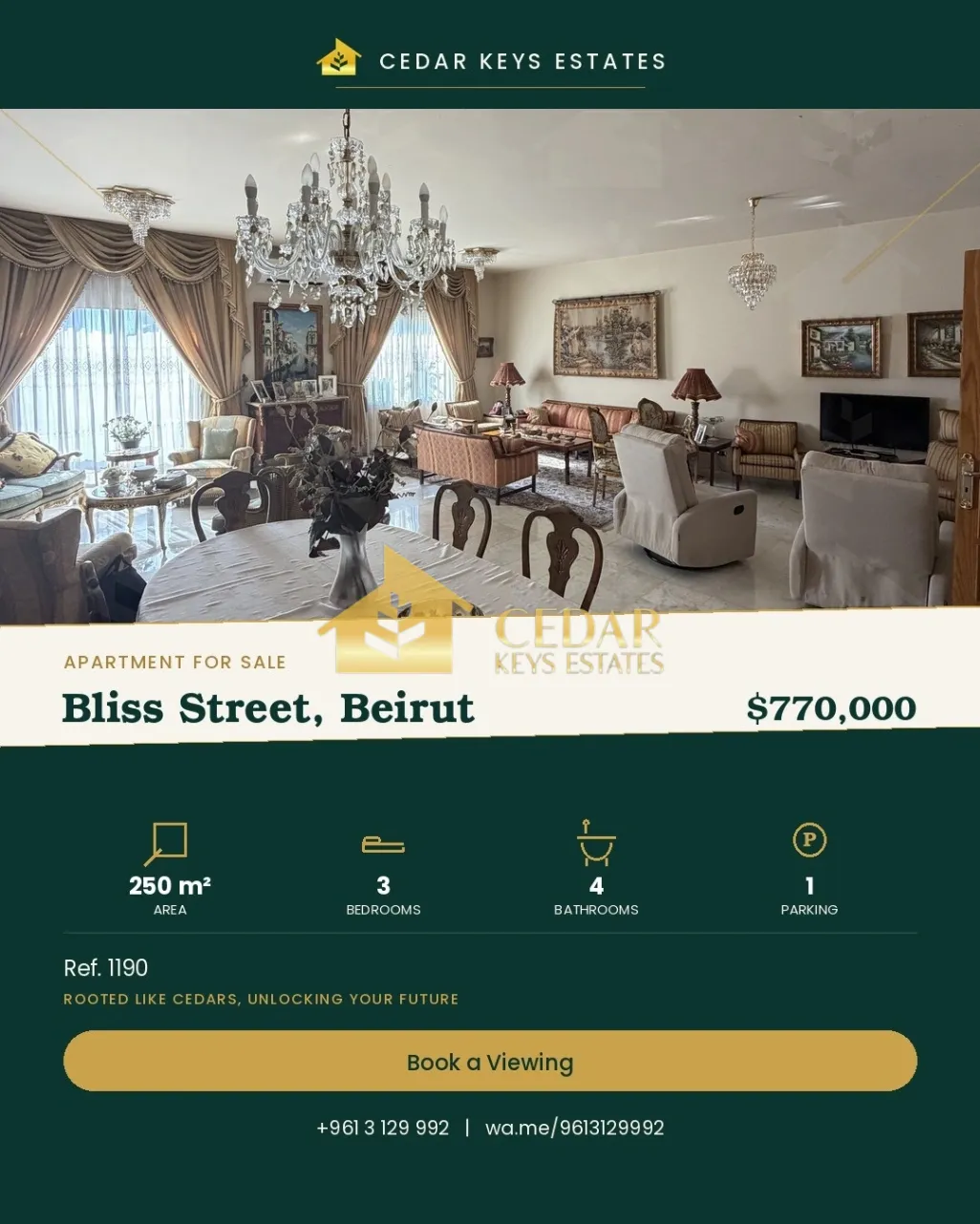 Apartment for sale in Bliss, Bayrut, Lebanon