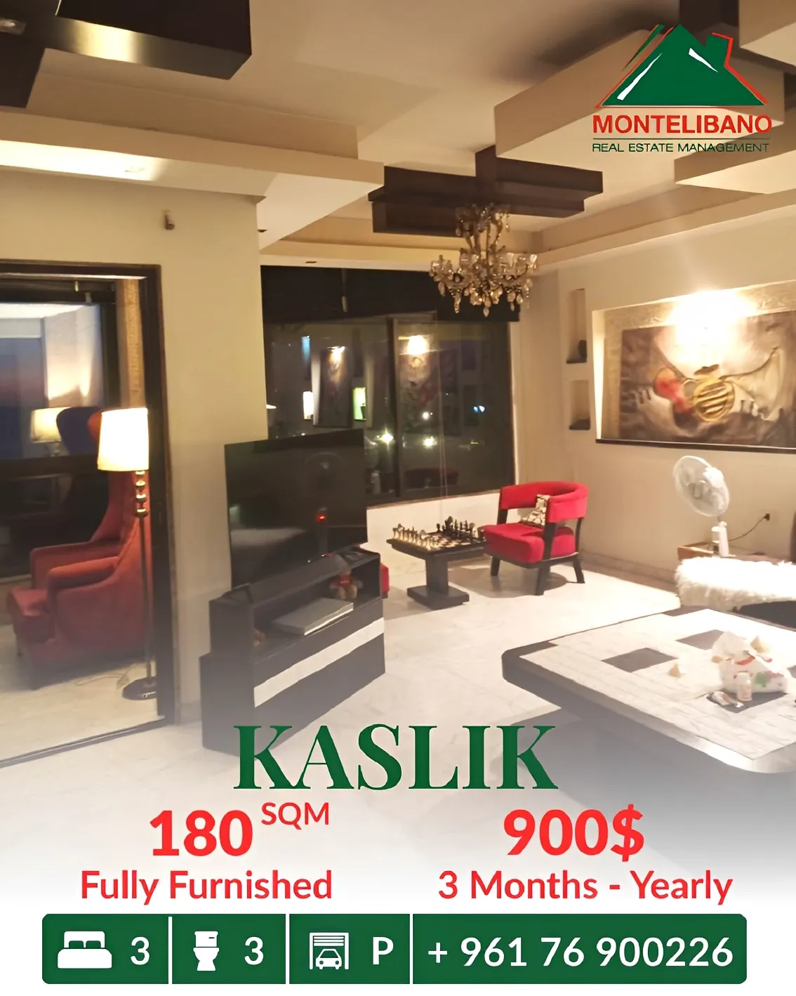 Apartment for rent in Kaslik, Lebanon