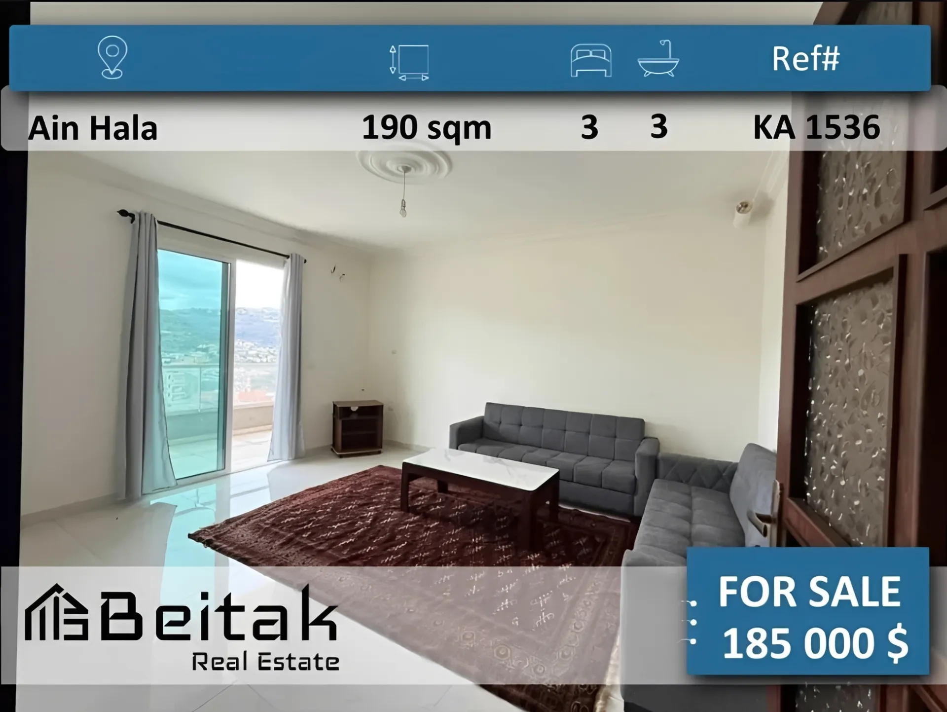 Apartment for sale in Aley, Lebanon - 3 bed, 3 bath