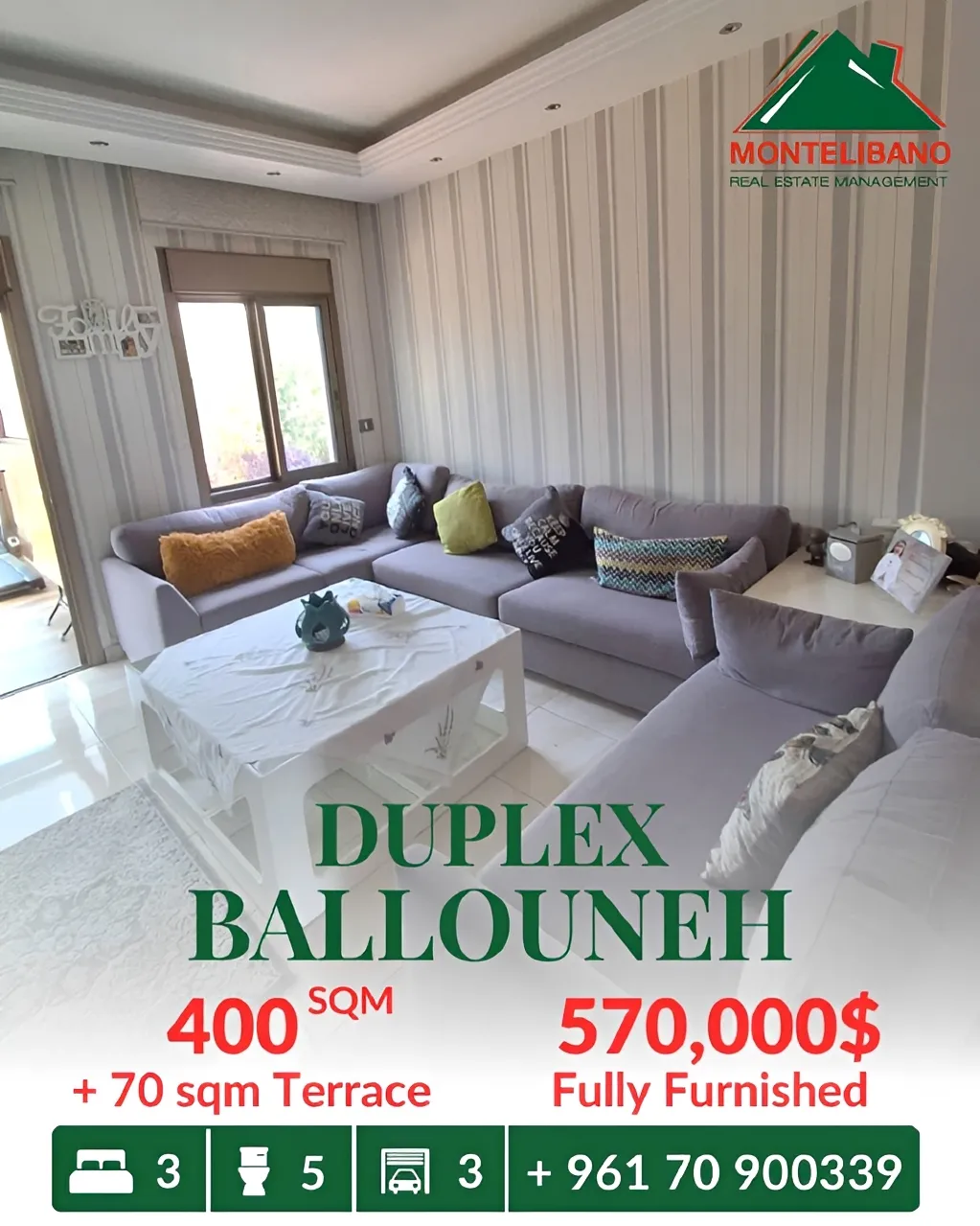 Duplex for sale in Ballouneh, Lebanon