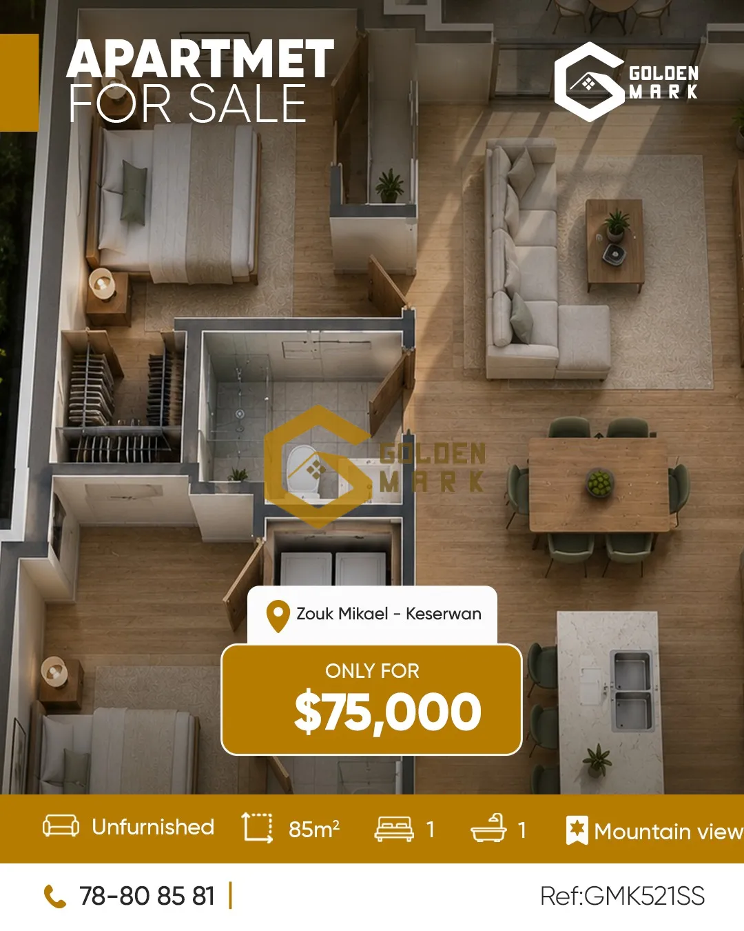 Apartment for Sale in Zouk Mikael
