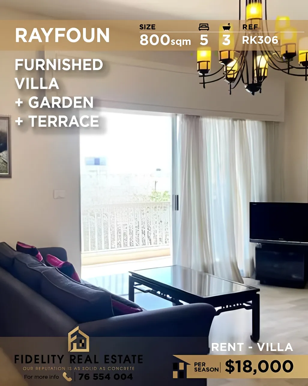 Villa for rent in Rayfoun, Lebanon - 5 bed, 3 bath
