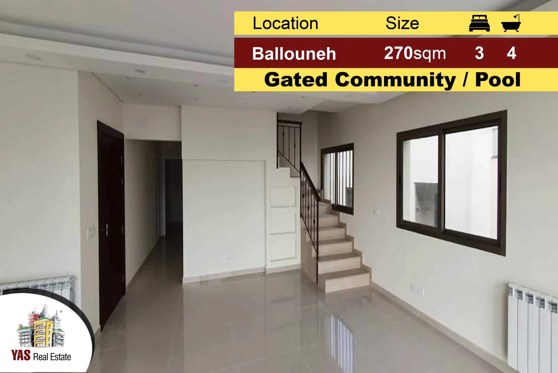 Apartment for Sale in Ballouneh - 3 bed, 4 bath