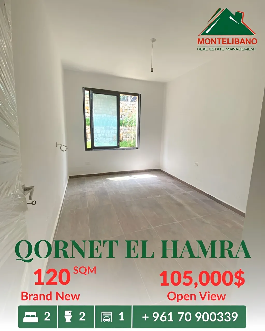 Apartment for sale in Qornet El Hamra, Lebanon - 2 bed, 2 bath