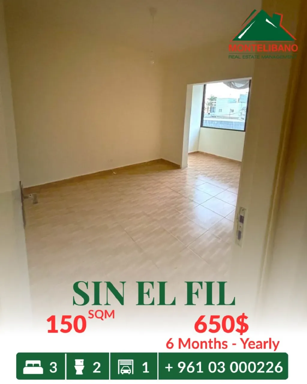 Apartment for rent in Sin El Fil, Lebanon