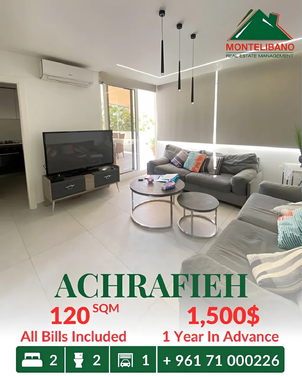 Apartment for rent in Achrafieh, Beirut, Lebanon