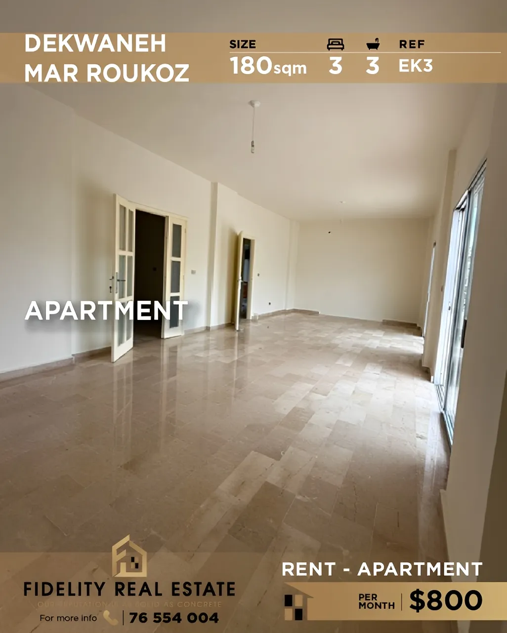 Apartment for rent in Dekwaneh, Lebanon - 3 bed, 3 bath
