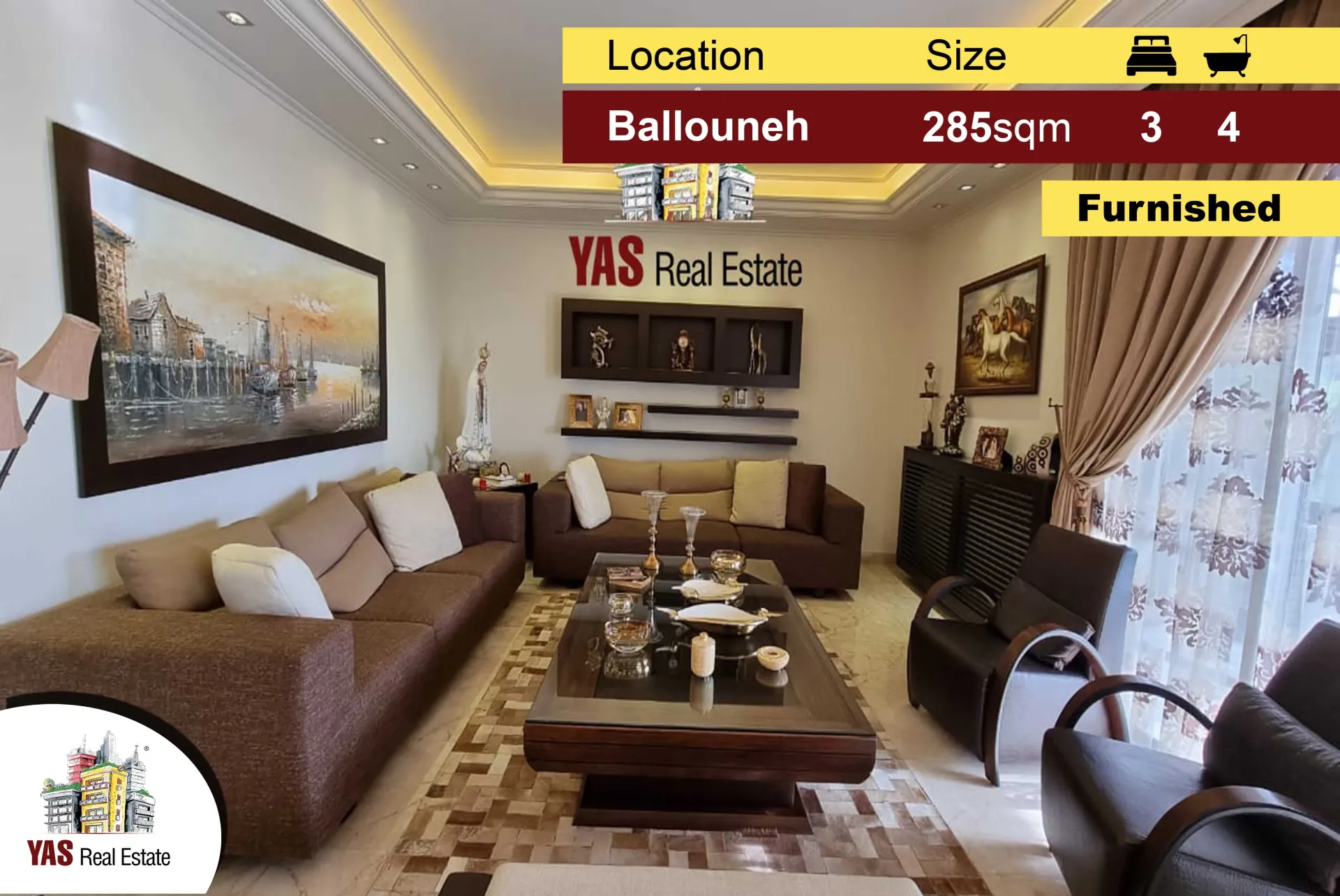Apartment for Sale in Ballouneh - 3 bed, 4 bath