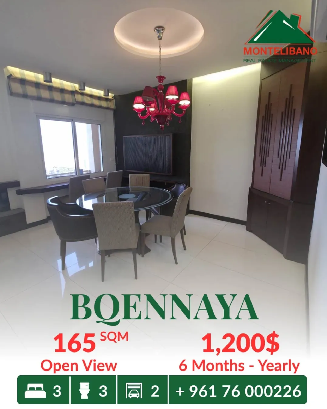 Apartment for rent in Bqennaya, Lebanon