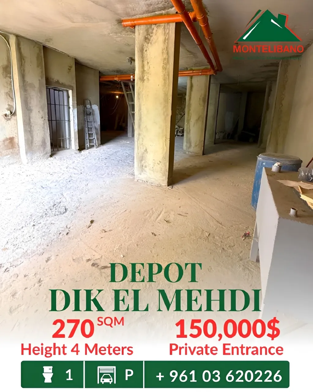 Warehouse for sale in Dik El Mehdi, Lebanon