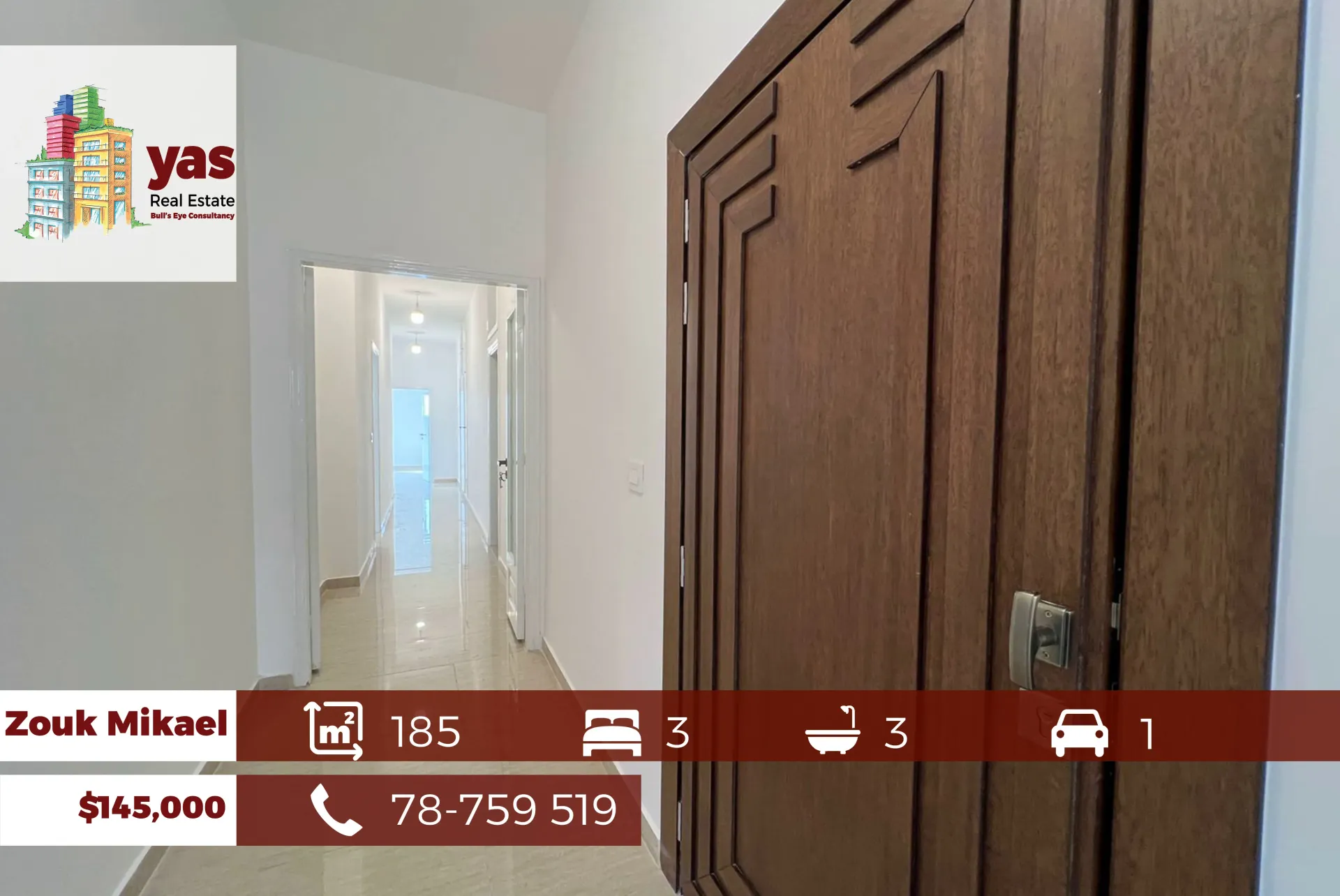 Apartment for Sale in Zouk Mikael - 3 bed, 3 bath