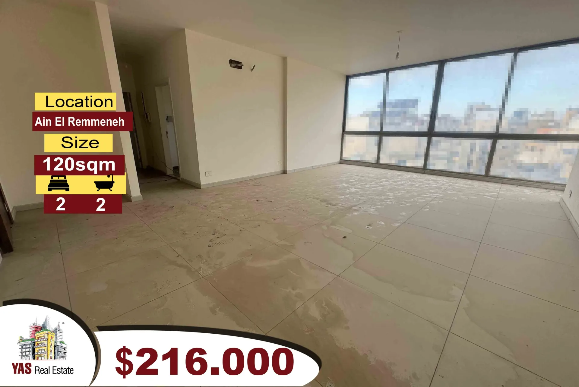Apartment for Sale in Ain El Remmaneh - 2 bed, 2 bath