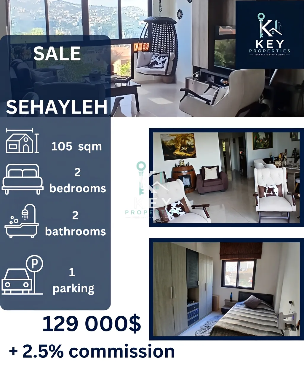 Apartment for sale in Sehayleh, Lebanon - 2 bed, 2 bath