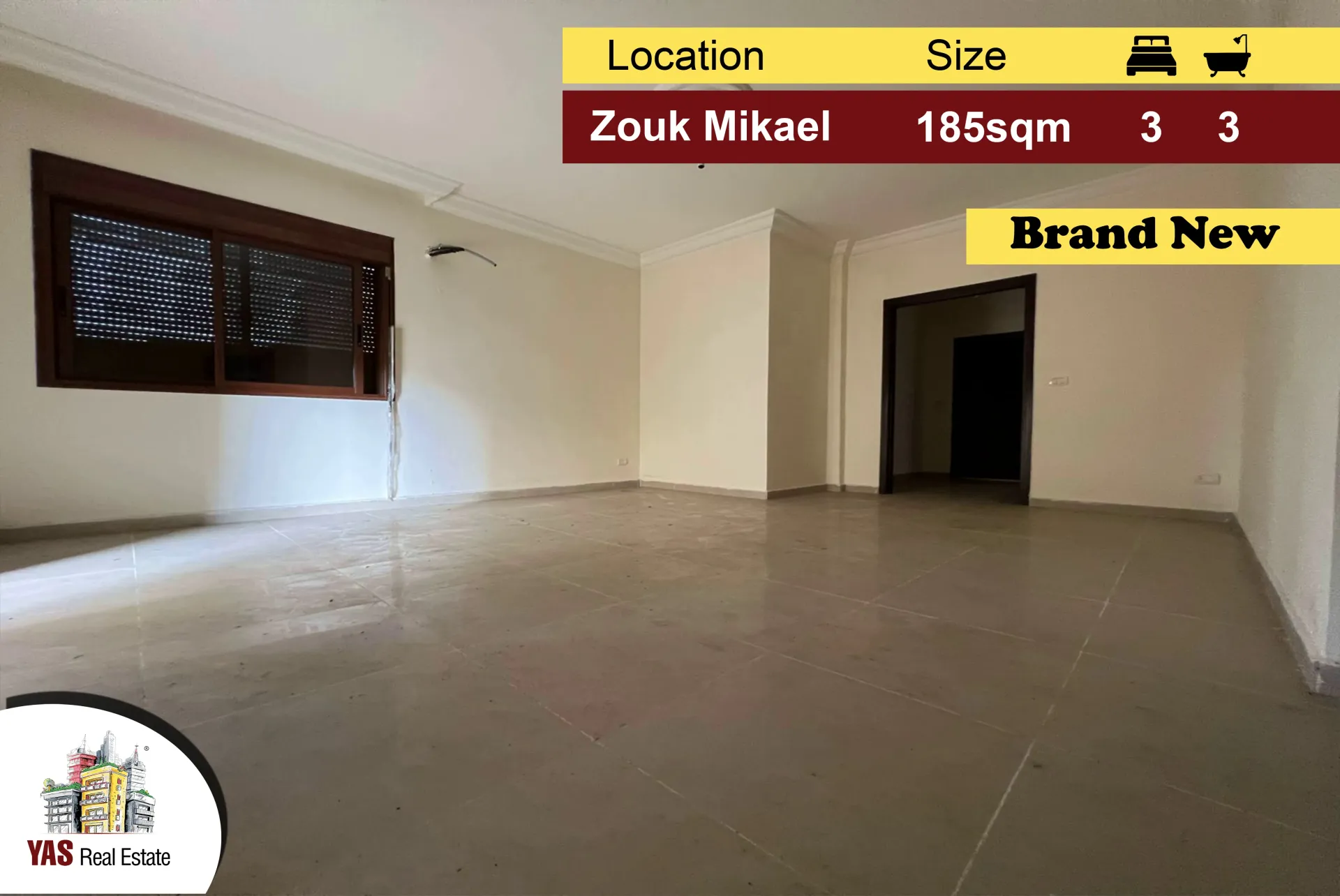 Apartment for Sale in Zouk Mikael - 3 bed, 3 bath