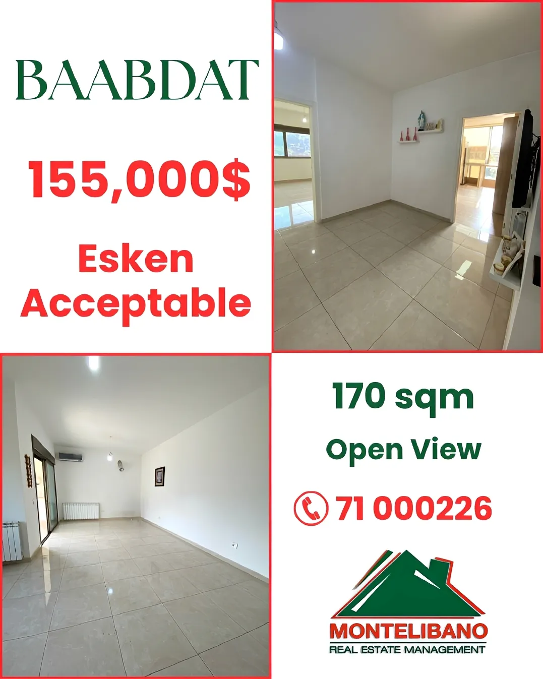 Apartment for sale in Baabdat, Lebanon - 3 bed, 3 bath