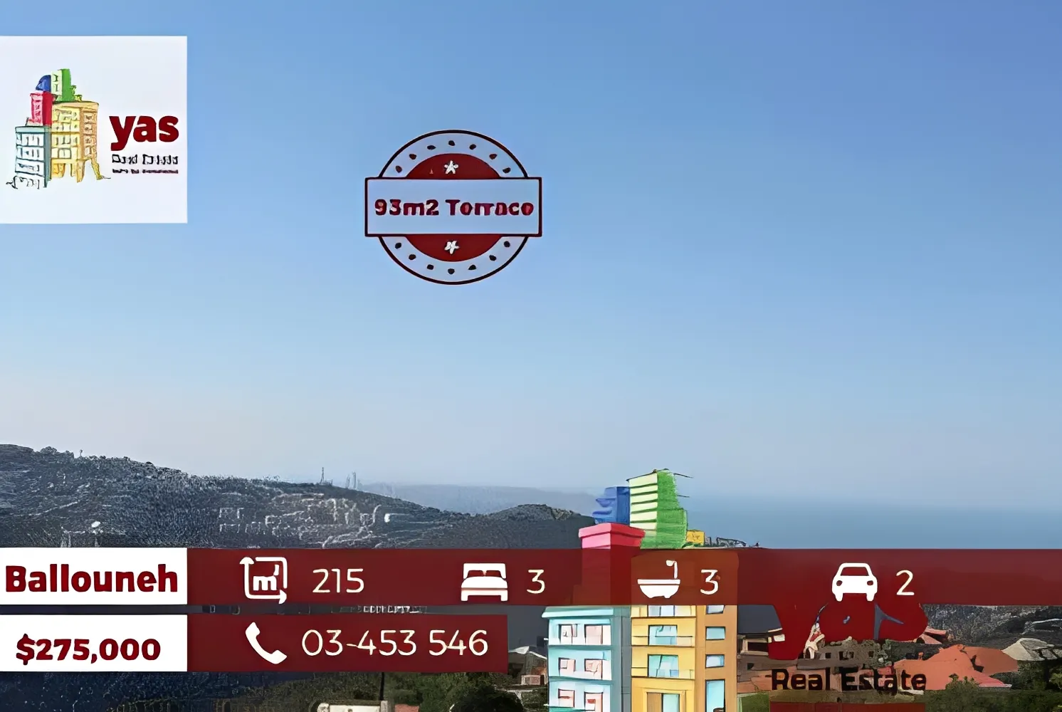 Apartment for Sale in Ballouneh - 3 bed, 3 bath