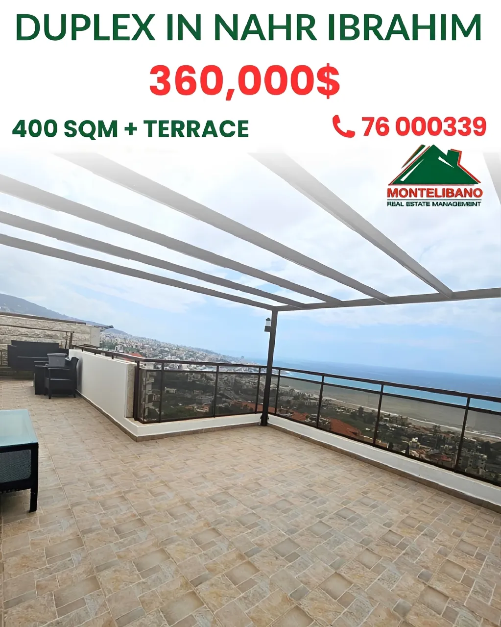 Duplex for sale in Nahr Ibrahim, Lebanon