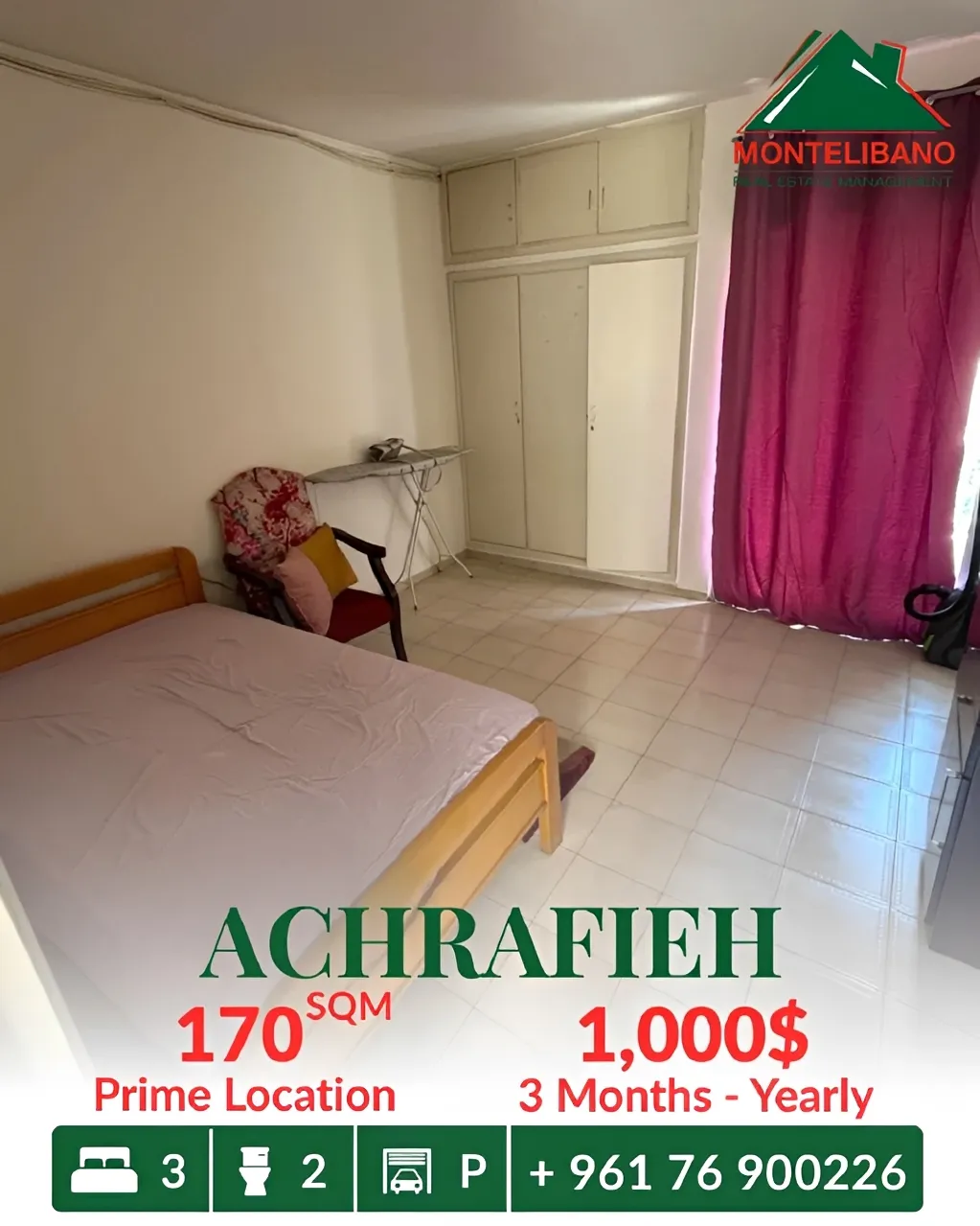 Apartment for rent in Achrafieh