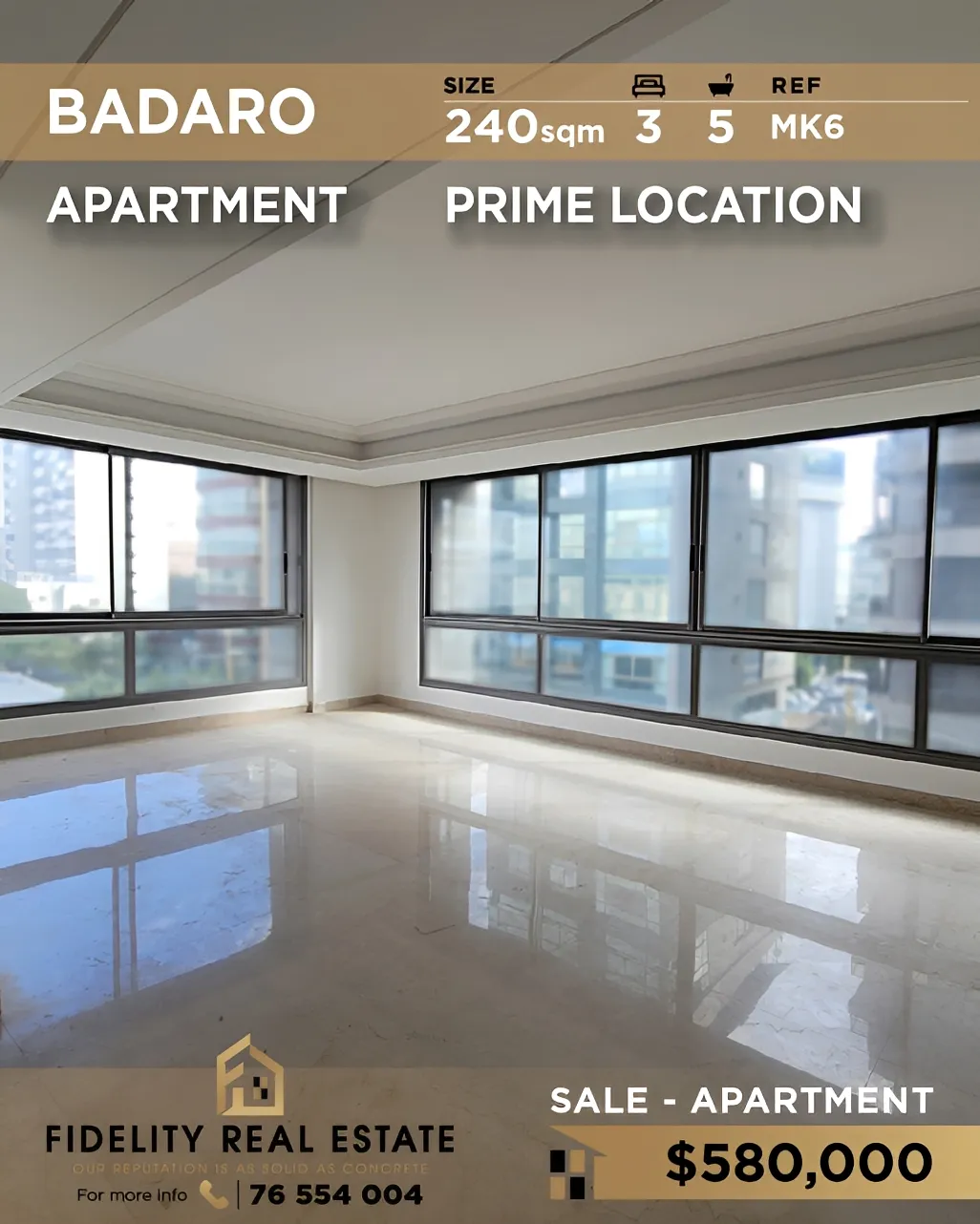 Apartment for sale in Badaro, Beirut, Lebanon - 3 bed, 5 bath
