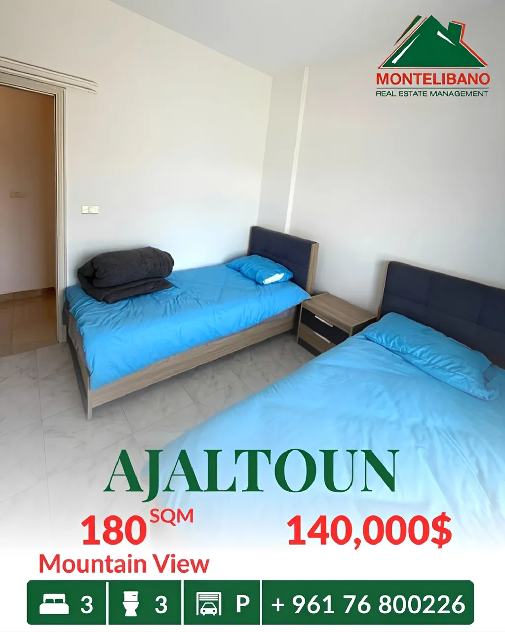 Apartment for sale in Ajaltoun, Lebanon - 3 bed, 3 bath