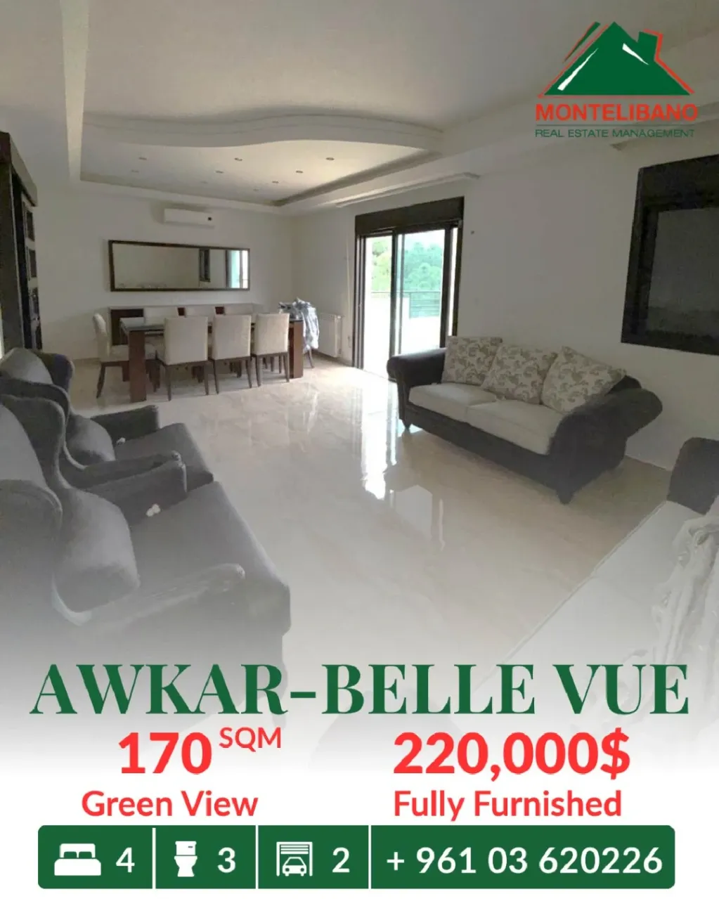 Apartment for sale in Beit Aaoukar, Lebanon - 4 bed, 3 bath