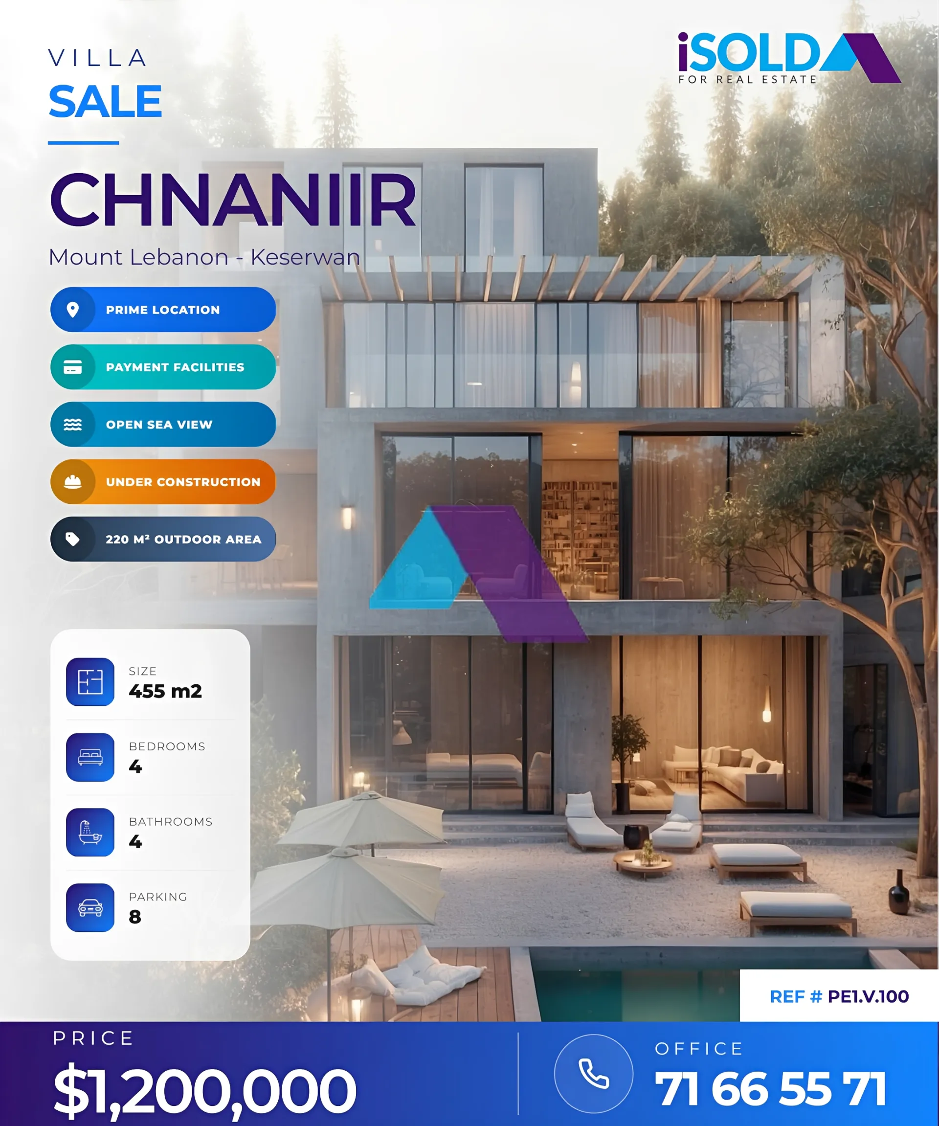 Villa for sale in Chnaneir, Lebanon