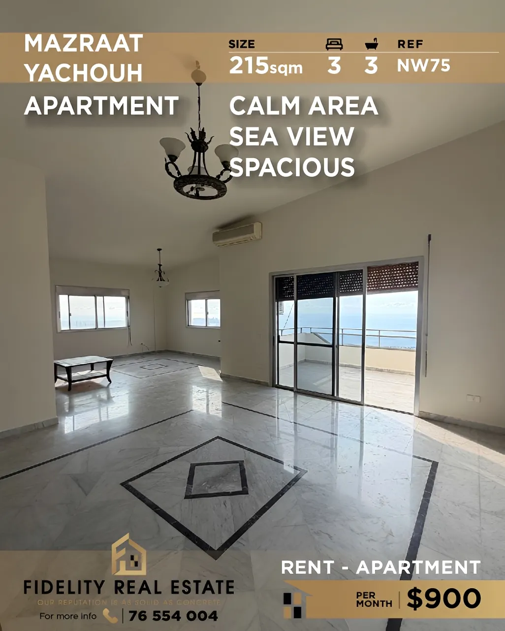 Apartment for rent in Mazraat Yachoua, Lebanon - 3 bed, 3 bath