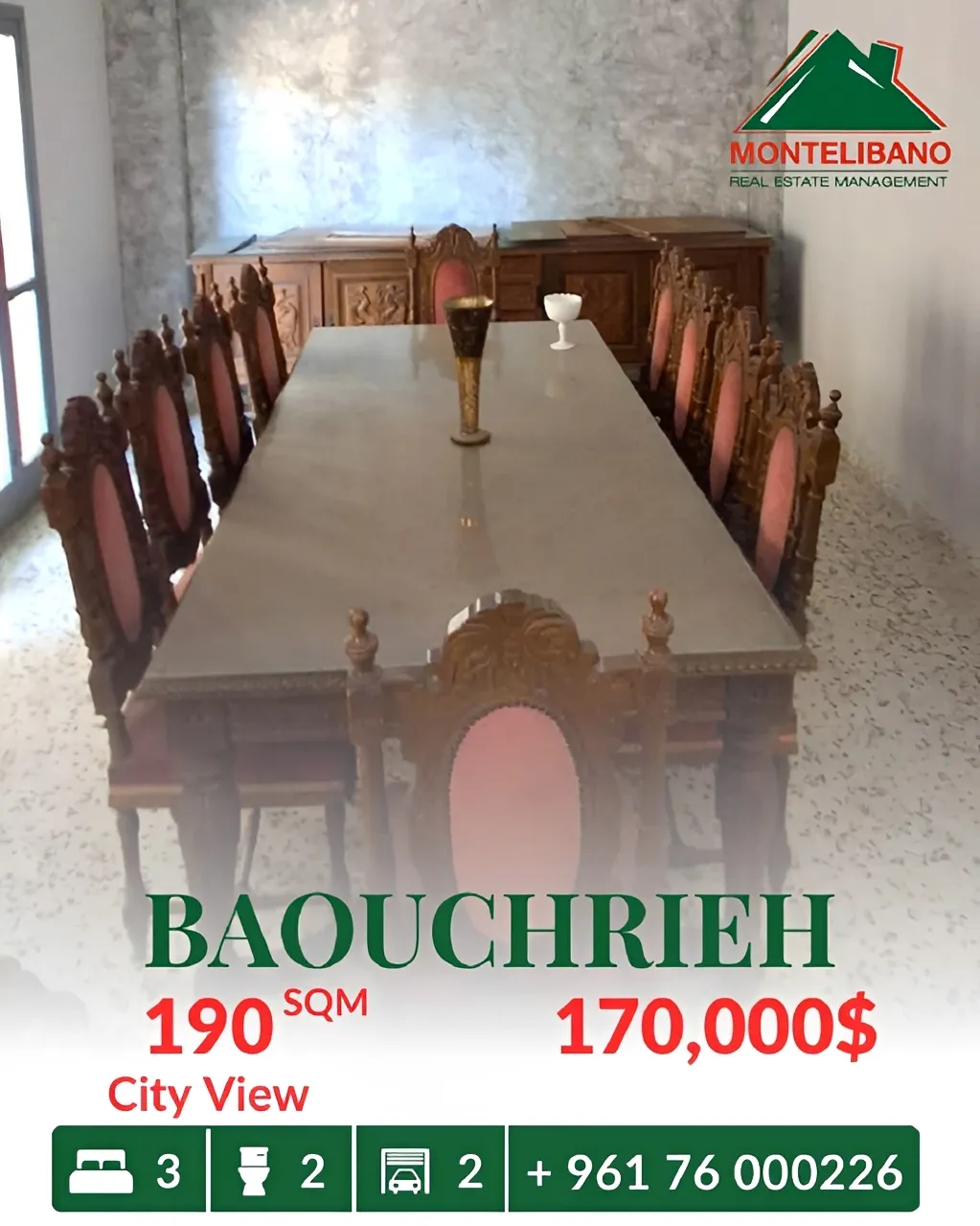 Apartment for sale in Baouchriyeh, Lebanon - 3 bed, 2 bath